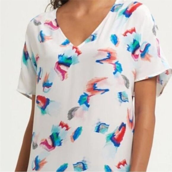 MARIE OLIVER | Andi Colorful Watercolor Print V-Neck Dress Women’s Size Small - Picture 1 of 10